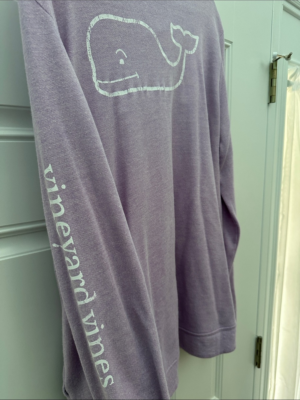 Vineyard Vines Lilac Cowl Neck Pullover with Sleeve Logo - Picture 3 of 4